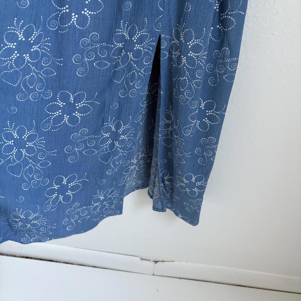 Market & Spruce | NWT Dusty Blue White Floral Strappy Midi Dress Ruched Top XXL - Picture 6 of 9